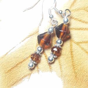 artisan earrings 472#mfs NEW boho sable pressed glass earrings hatpin dangles si